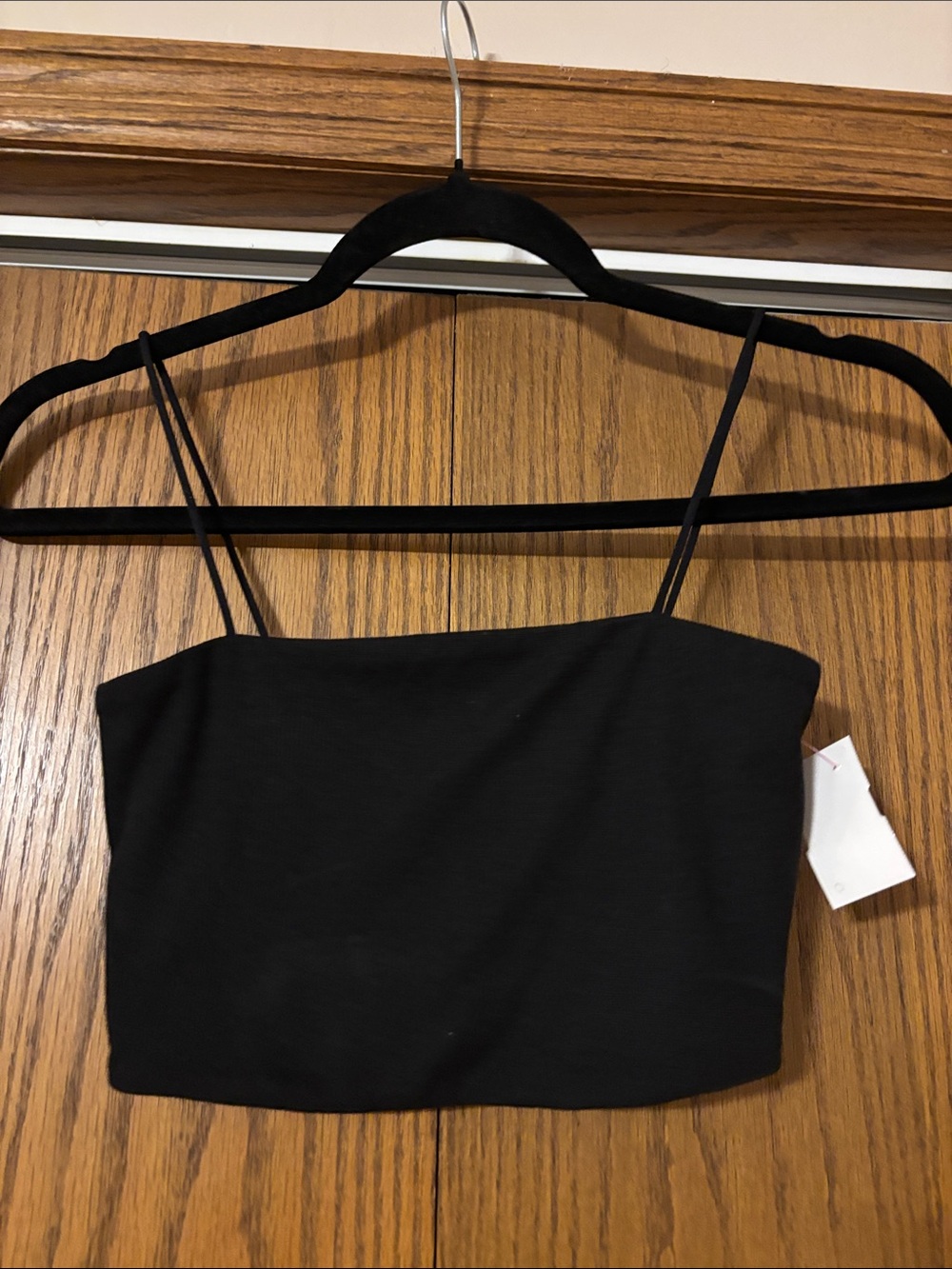 SHEIN Black Minimal Spaghetti Strap Crop Top